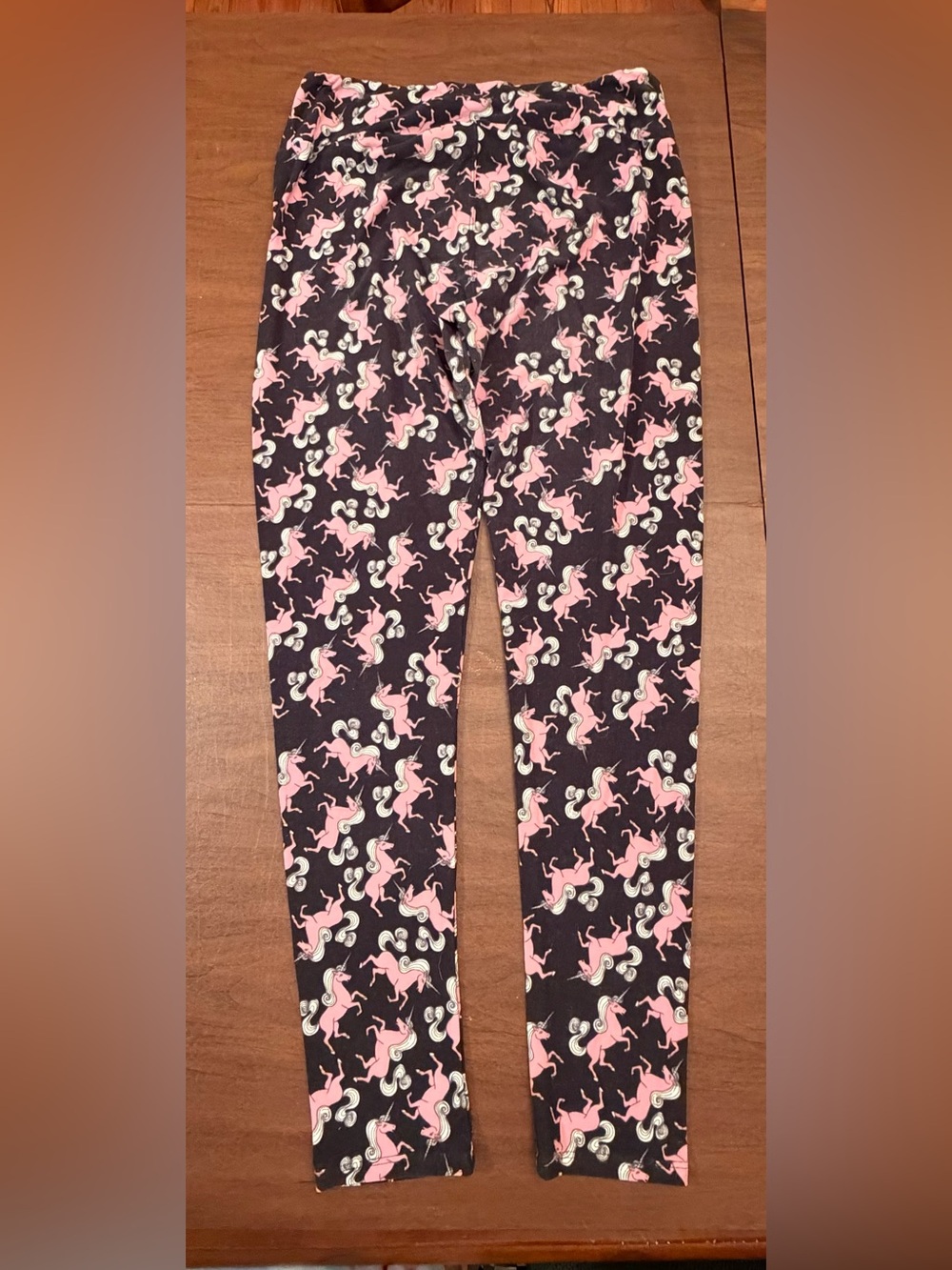 LuLaRoe Leggings Tall & Curvy TC Black Pink White Unicorn Print Soft Elastic